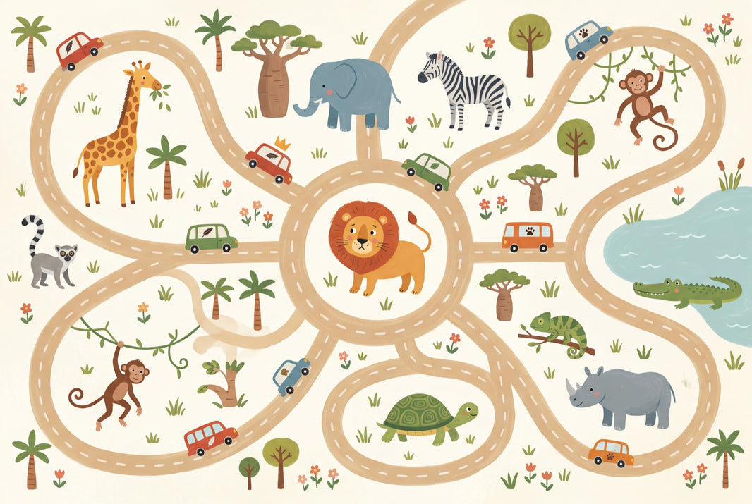 Safari Wallpaper Kids Removable Animal Map Wall Decor pattern artwork