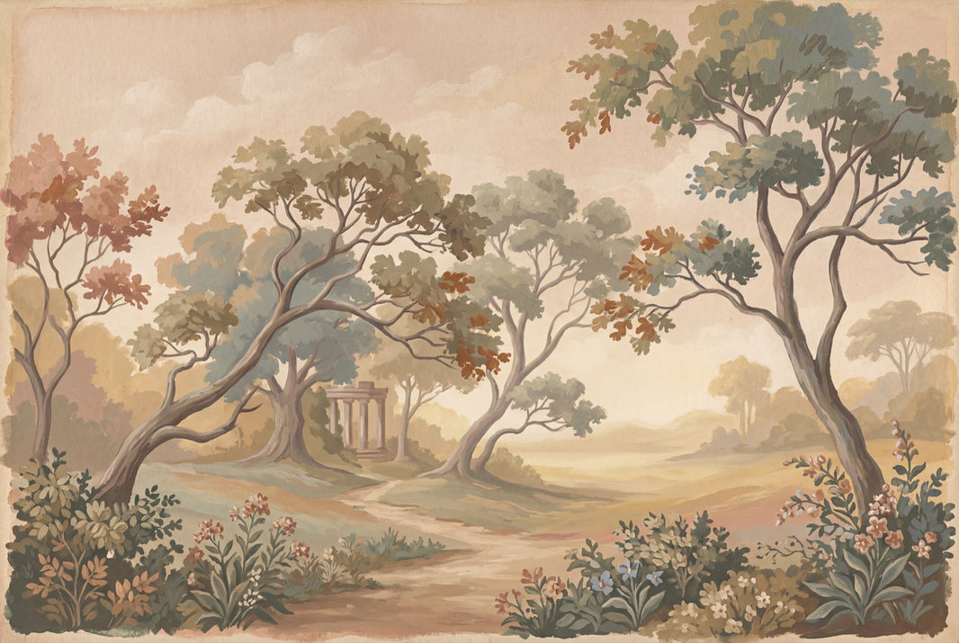 Landscape Mural Wallpaper Pastoral Countryside Classical Ruins Removable Wall Decor pattern artwork
