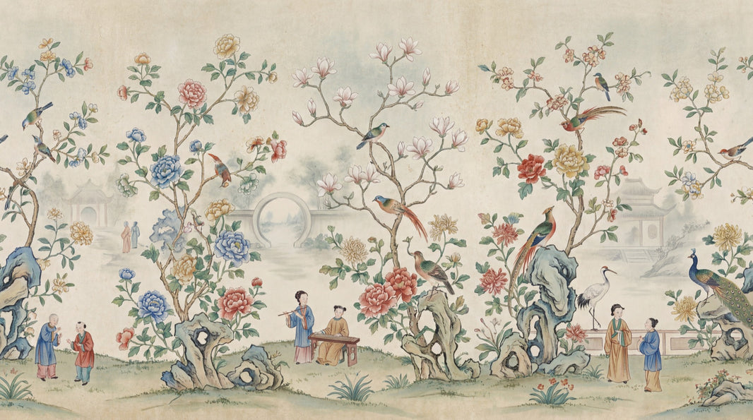 Toile Wallpaper Floral Birds Removable Wall Decor pattern artwork