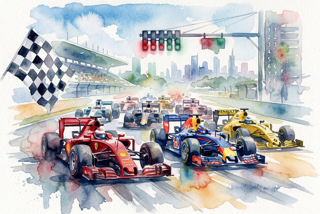 Formula Racing Wallpaper Race Track Watercolor Illustration Removable Wall Decor pattern artwork