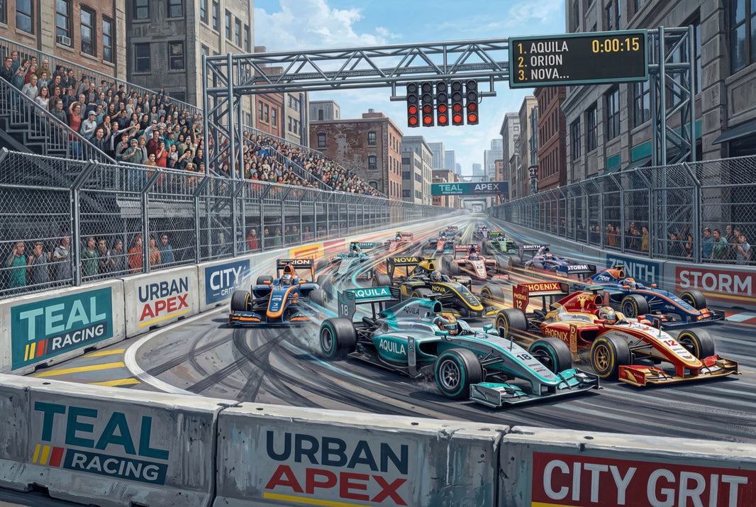 Urban Street Circuit Wallpaper Formula Race Cars Removable City Landscape Wall Decor pattern artwork