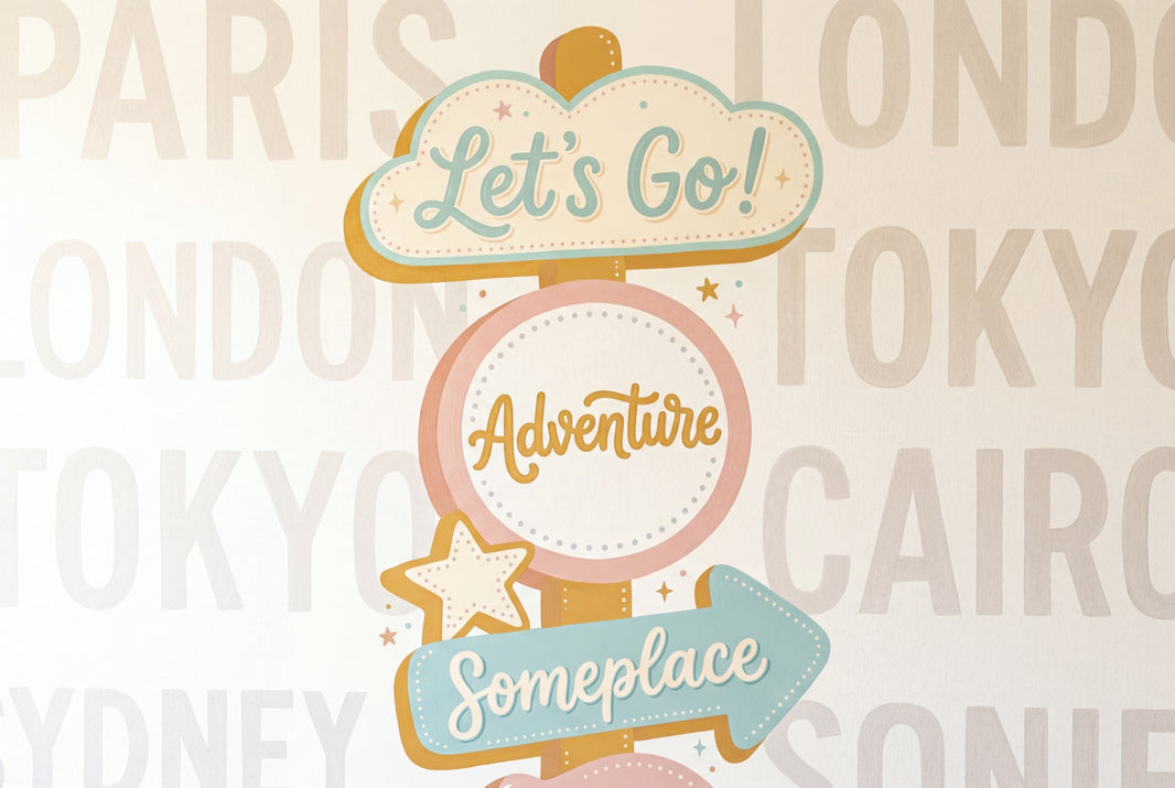 Signpost Wallpaper Travel Adventure Removable Wall Decor pattern artwork