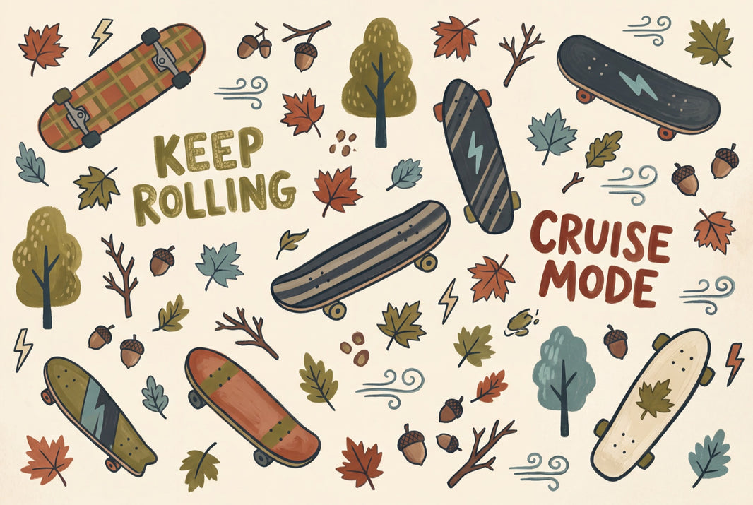 Skateboard Wallpaper Autumn Hand Lettering Wall Mural pattern artwork