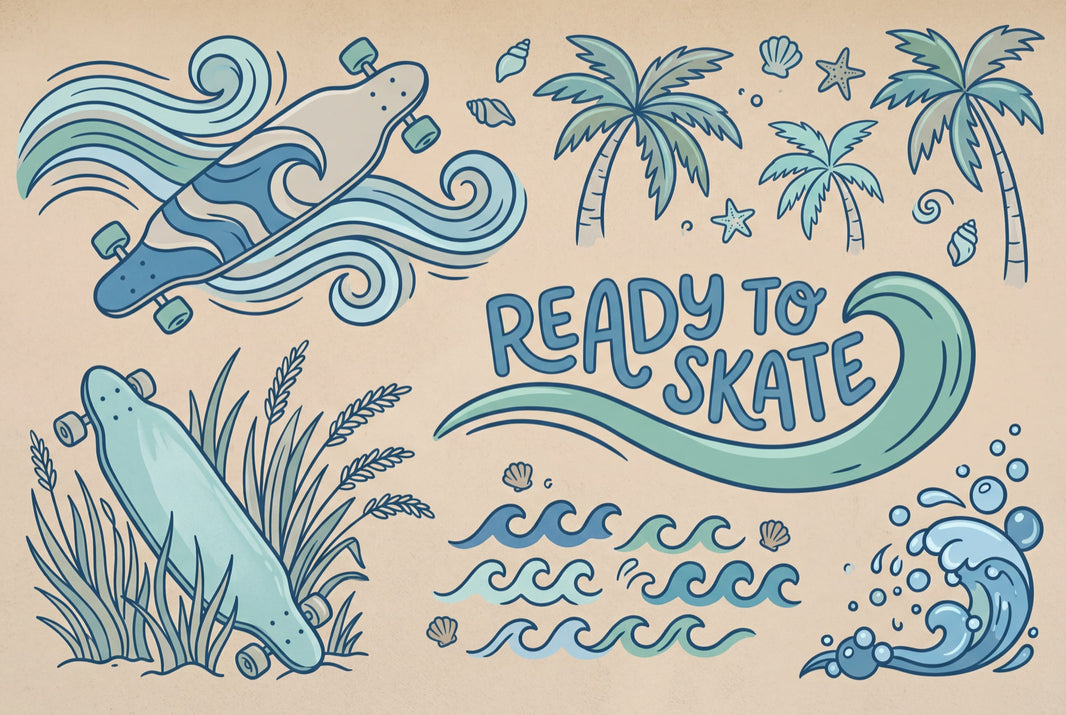 Skateboard Wallpaper Coastal Tropical Wall Mural pattern artwork