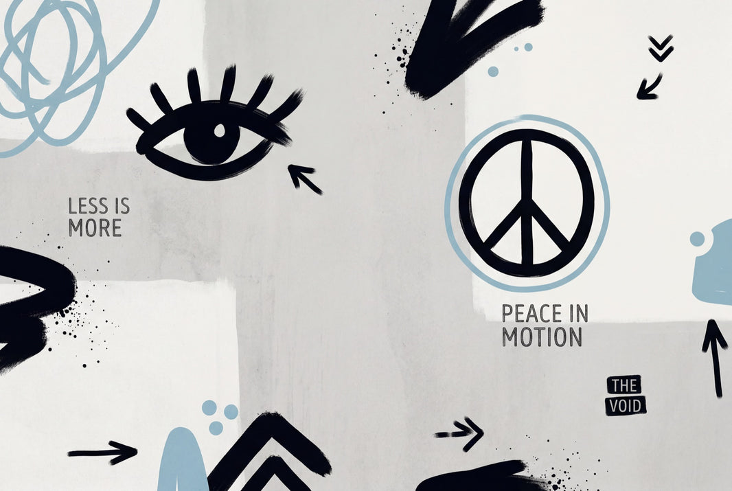 Graphic Icons Wallpaper Peace Symbol Removable Eye Motif Wall Decor pattern artwork
