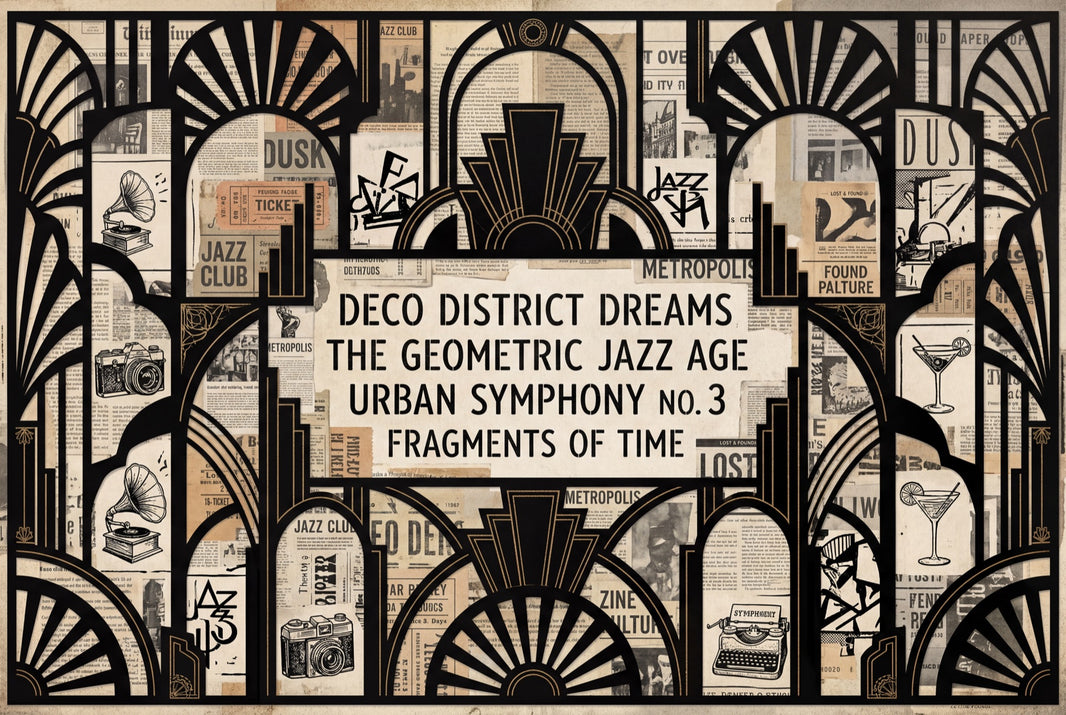 Art Deco Wallpaper Vintage Collage Urban Nightlife Wall Mural pattern artwork