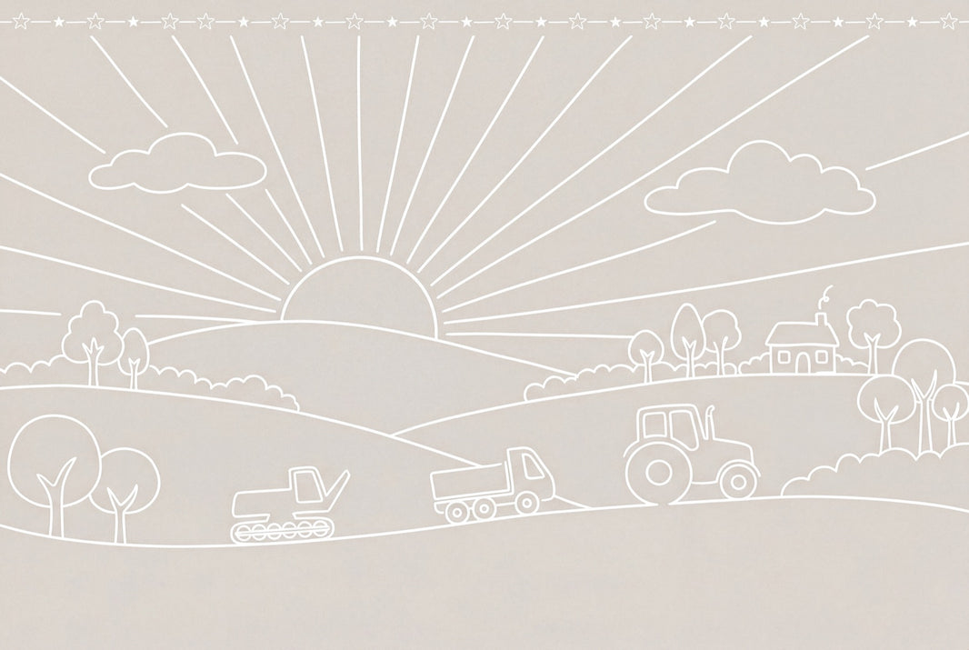 Nursery Wallpaper Farm Landscape Sun Rays Removable Wall Decor pattern artwork