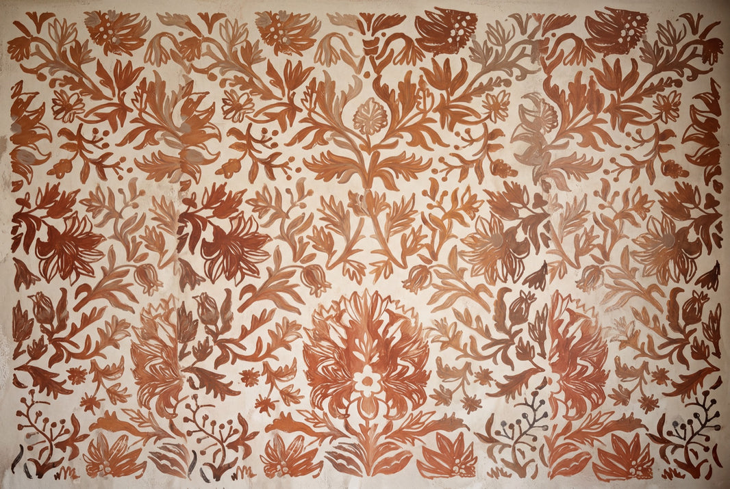Block Print Wallpaper Terracotta Vintage Textile Removable Wall Decor pattern artwork