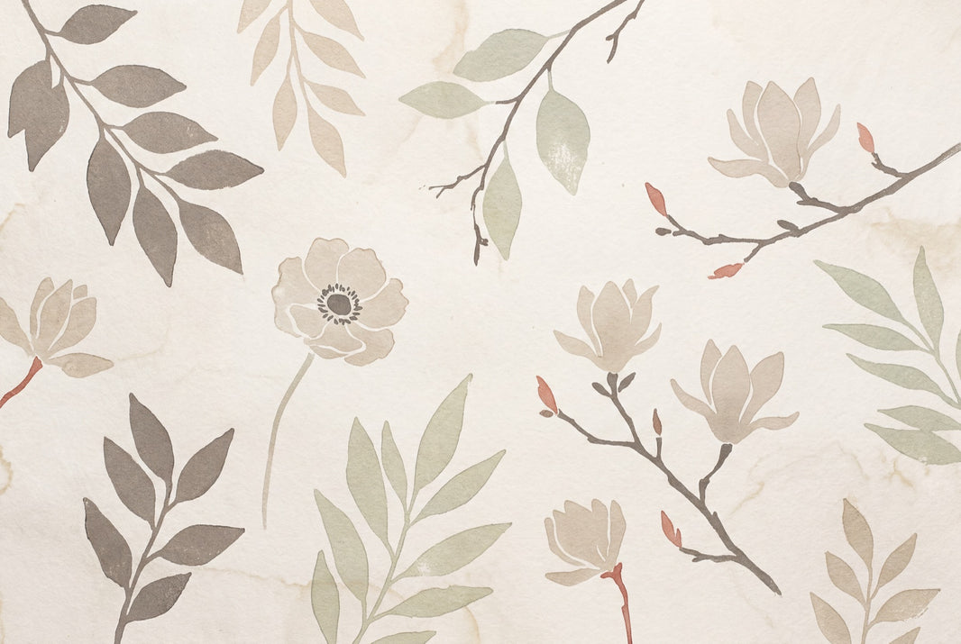 Paper Texture Wallpaper Watercolor Removable Botanical Wall Decor pattern artwork
