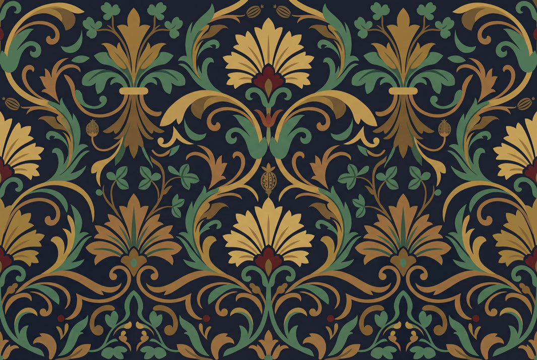 Damask Wallpaper Dark Navy Ornate Floral Removable Wall Decor pattern artwork