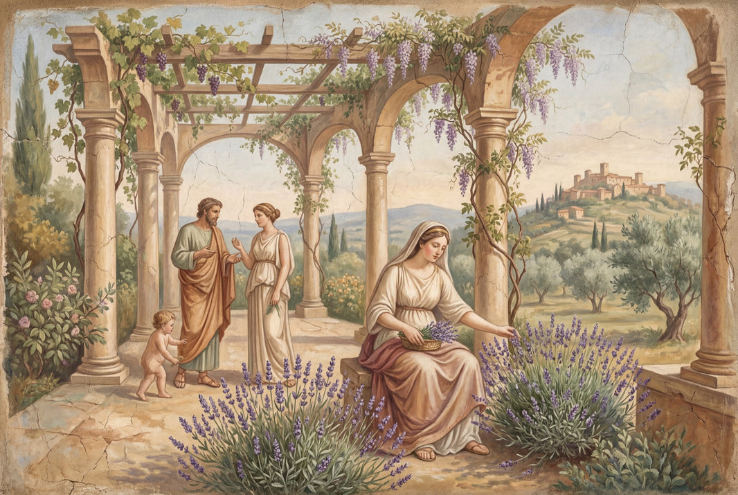 Mediterranean Landscape Wallpaper Classical Fresco Mural Stone Arches And Columns Wall Mural pattern artwork
