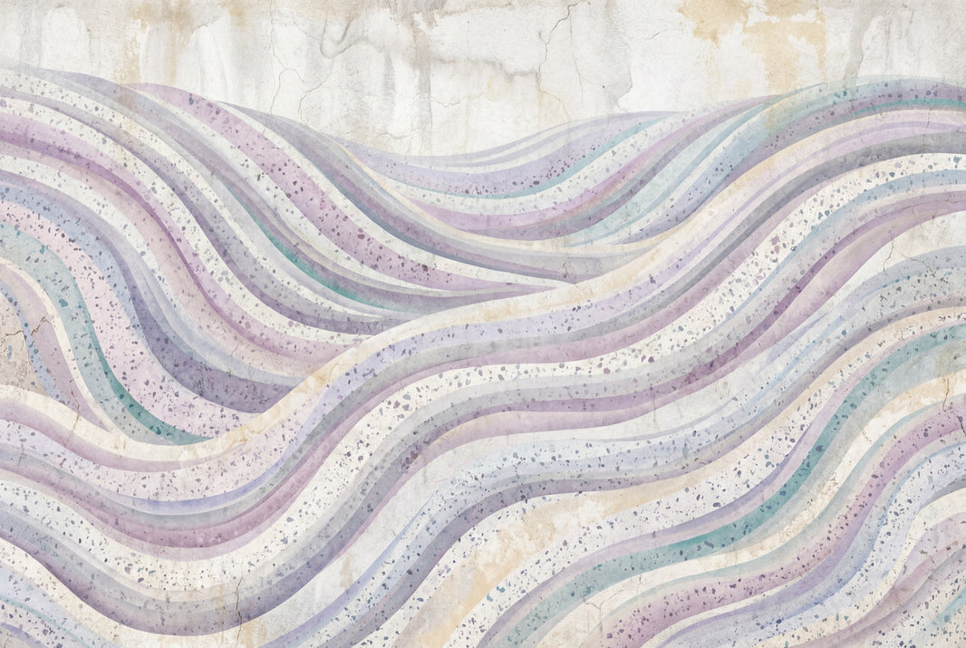 Abstract Waves Wallpaper Wavy Stripes Removable Pastel Lavender Wall Decor pattern artwork