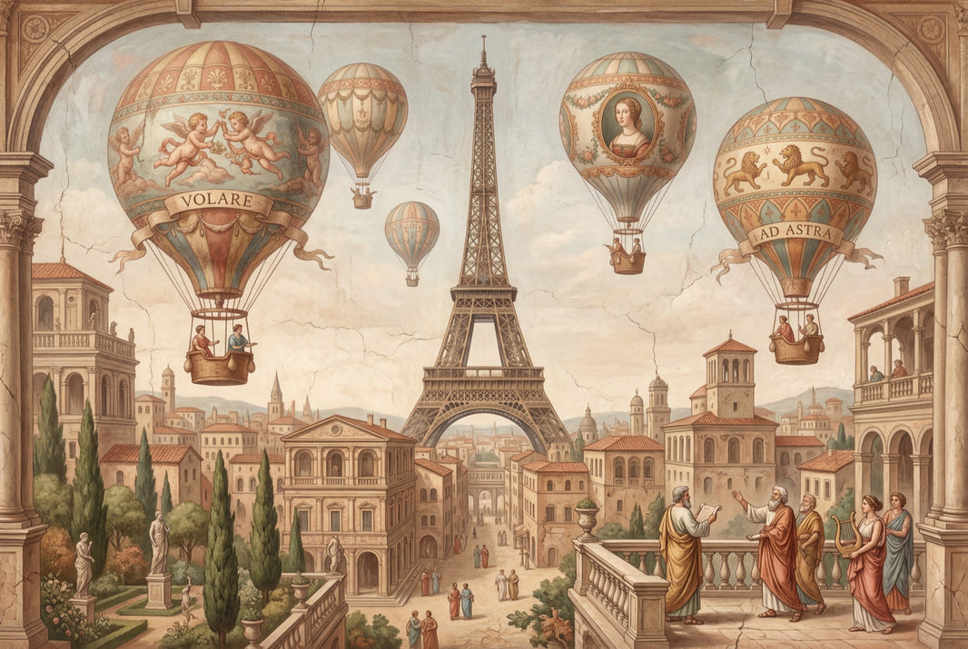 Vintage Landscape Mural Wallpaper Hot Air Balloons Removable Eiffel Tower Wall Decor pattern artwork