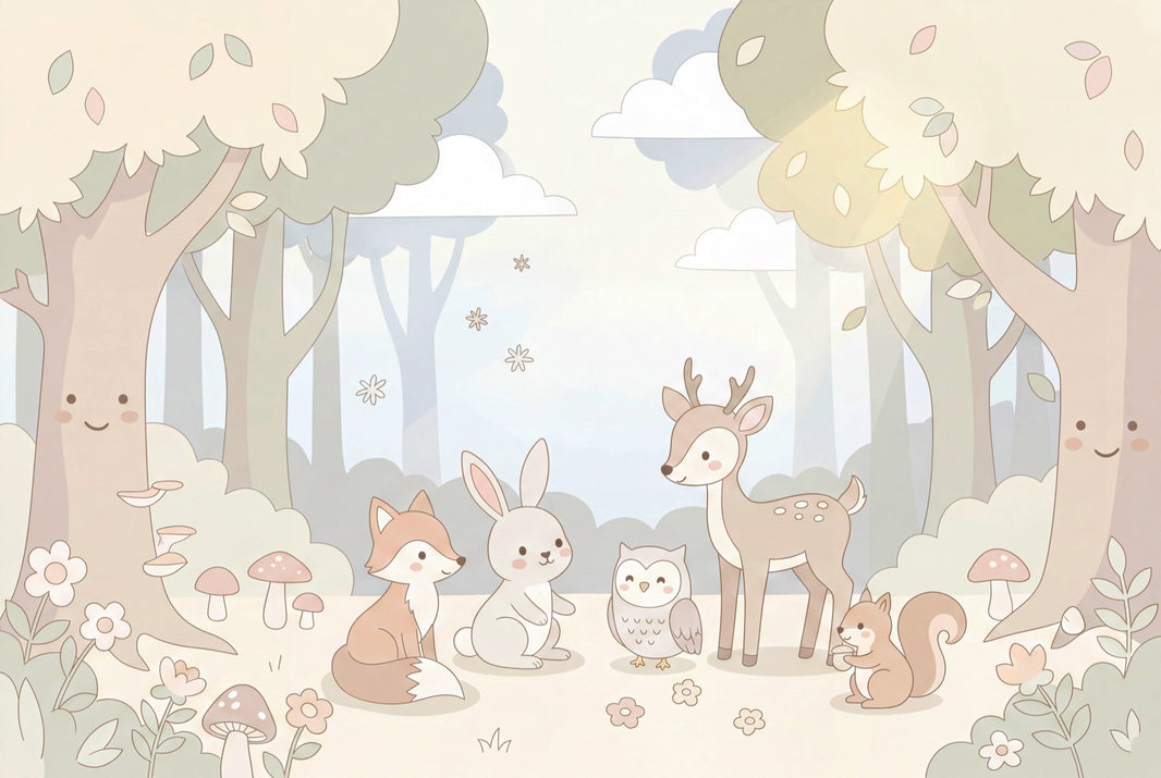 Whimsical Forest Wallpaper Enchanted Woodland Removable Nursery Wall Decor pattern artwork