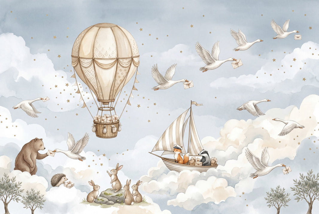 Hot Air Balloon Wallpaper Sky Nursery Wall Mural pattern artwork