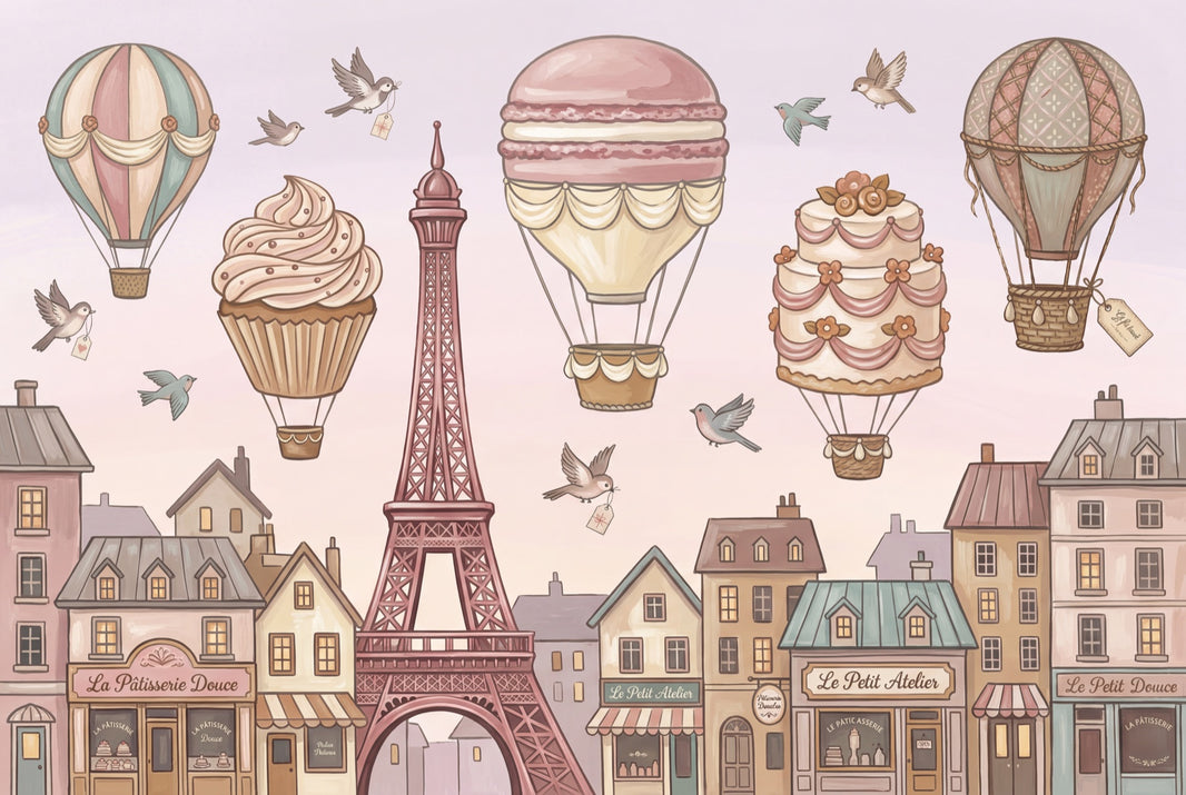 Paris Wallpaper Eiffel Tower Pastel Pink Removable Wall Decor pattern artwork