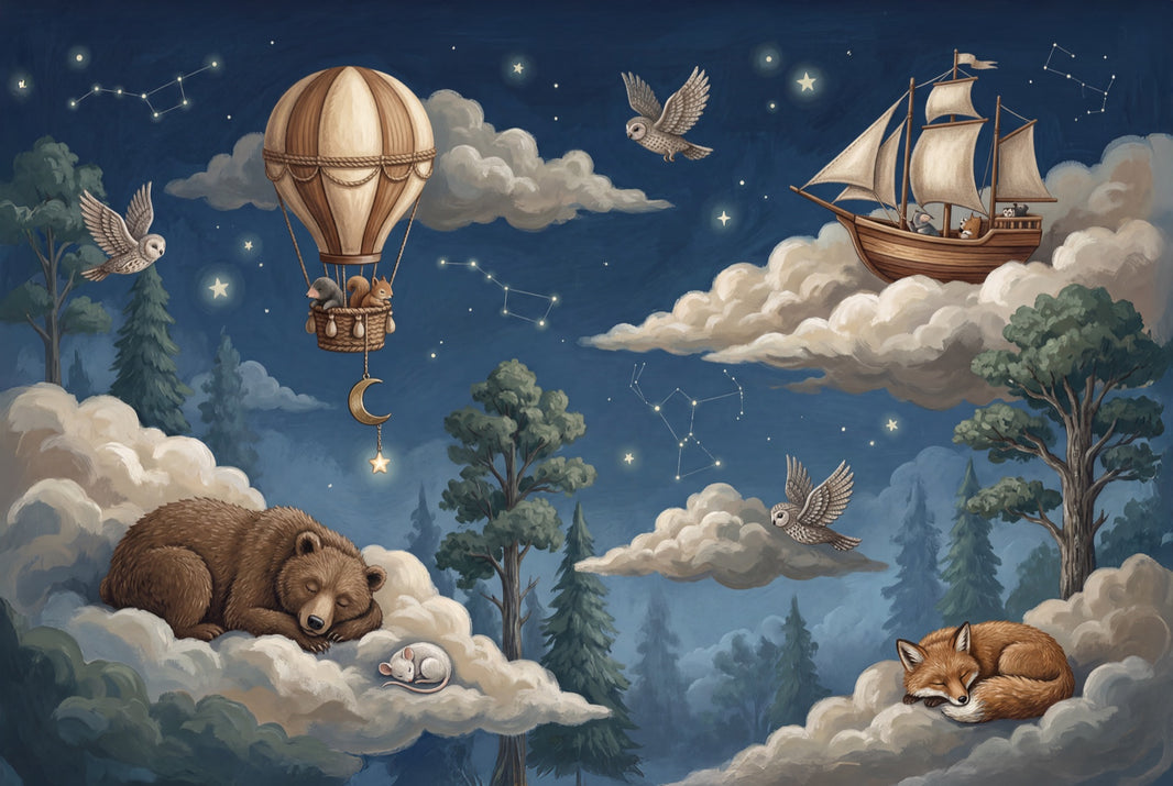 Hot Air Balloon Wallpaper Night Sky Removable Constellation Wall Decor pattern artwork