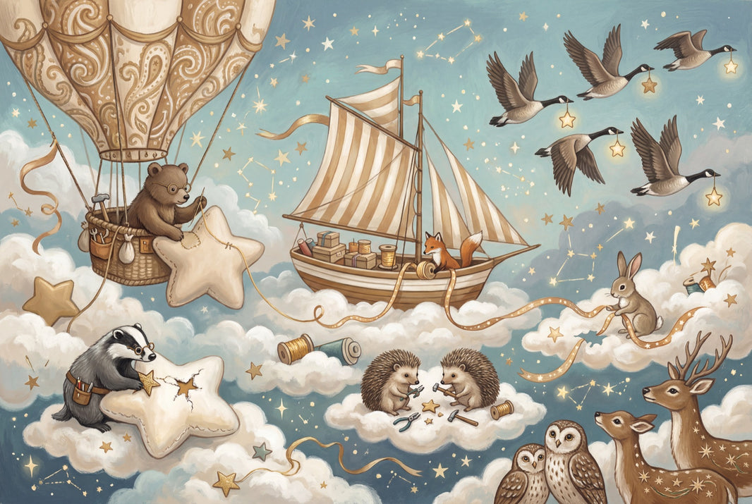 Hot Air Balloon Wallpaper With Stars Removable Wall Decor pattern artwork