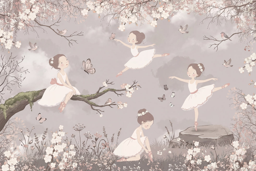 Ballerina Wallpaper Floral Storybook Wall Mural pattern artwork