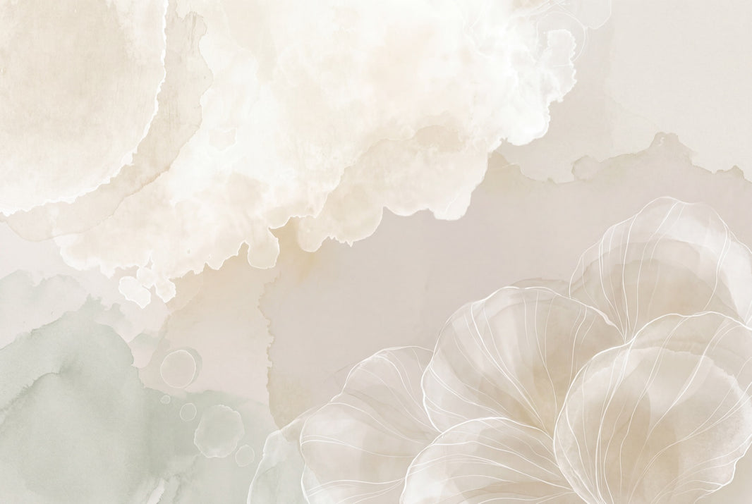 Abstract Watercolor Wallpaper Soft Neutral Removable Line Art Floral Wall Decor pattern artwork
