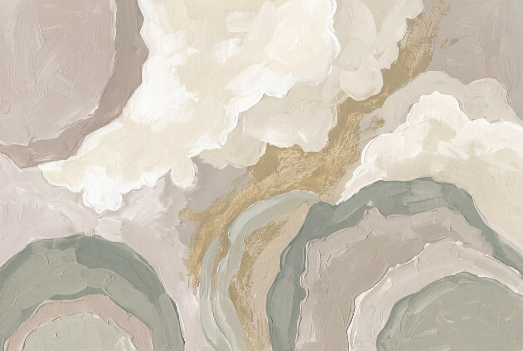 Abstract Landscape Wallpaper Painterly Brushstrokes Soft Clouds Wall Mural pattern artwork