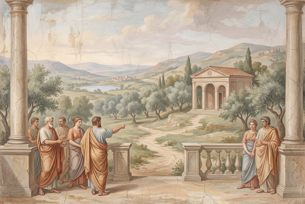 Classical Fresco Wallpaper Roman Togas Mediterranean Landscape Removable Wall Decor pattern artwork