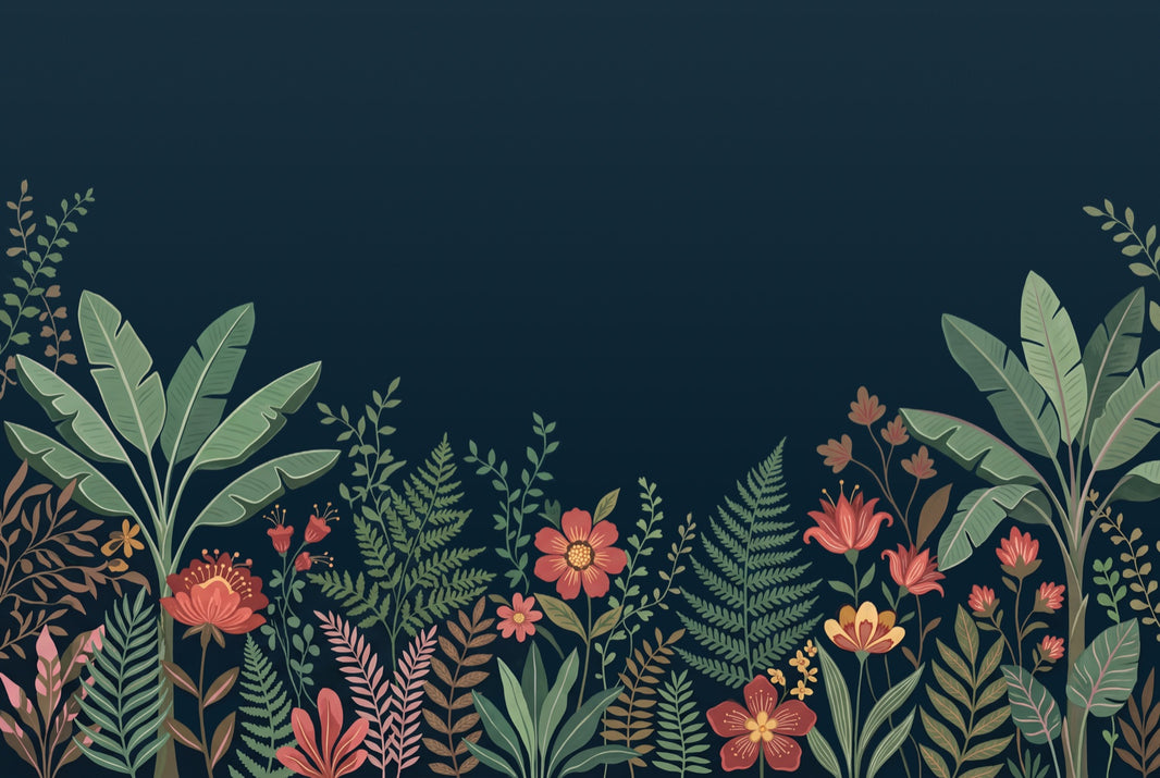 Botanical Border Wallpaper Tropical Leaves Moody Wallpaper Wall Mural pattern artwork