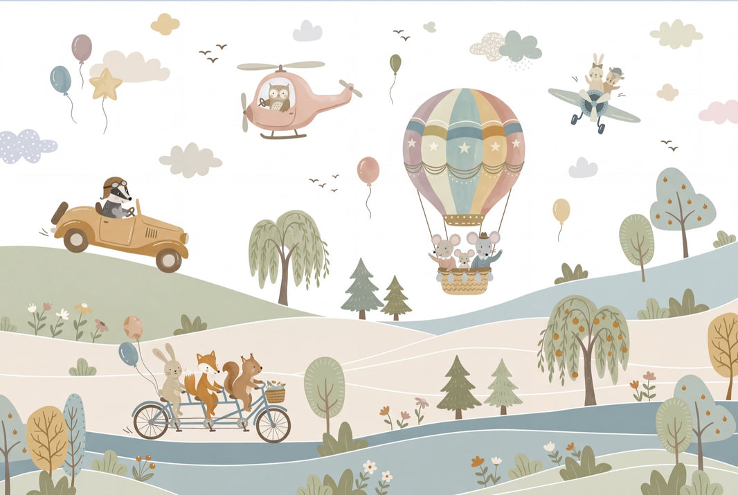 Hot Air Balloon Wallpaper Storybook Nursery Removable Wall Decor pattern artwork