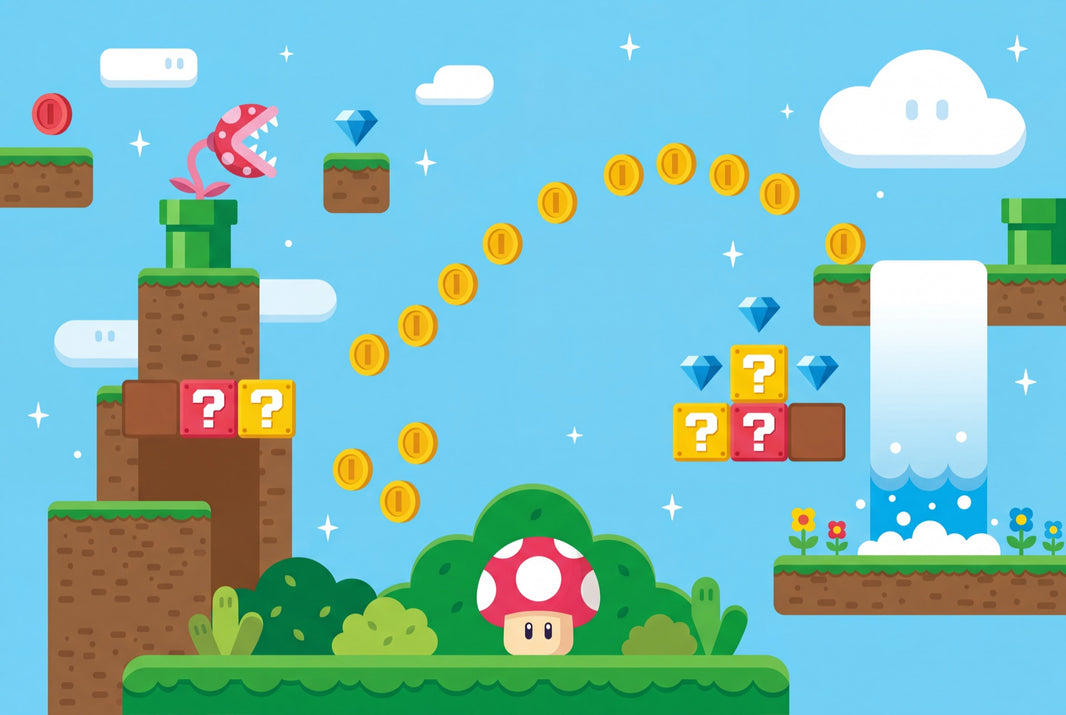 Video Game Level Wallpaper Cartoon Platformer Removable Wall Decor pattern artwork