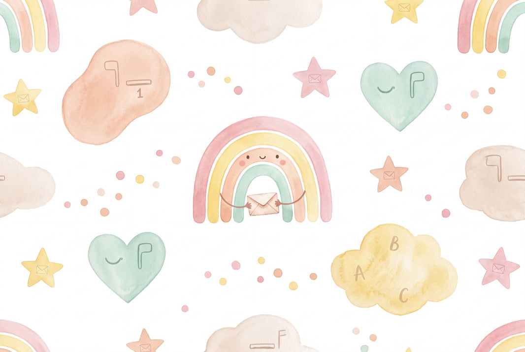 White Background Wallpaper Pastel Removable Kids Wall Decor pattern artwork