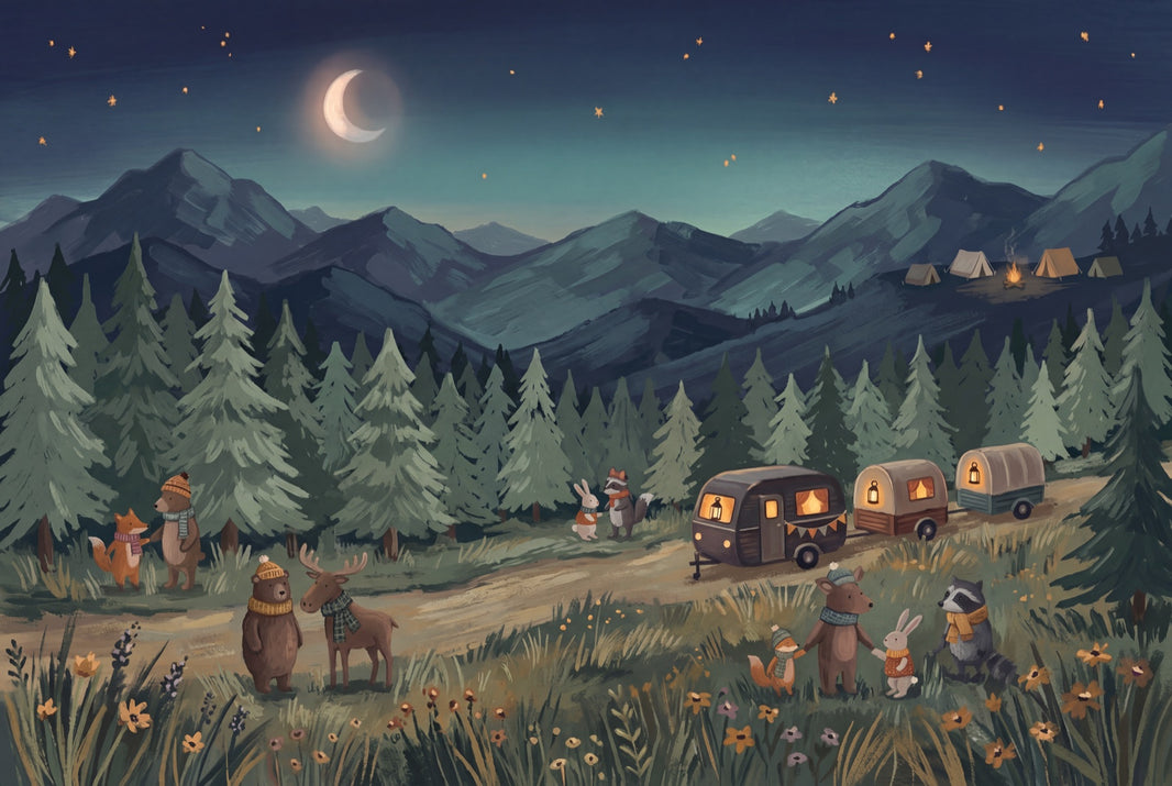 Night Sky Wallpaper Mountain Landscape Removable Camping Wall Decor pattern artwork