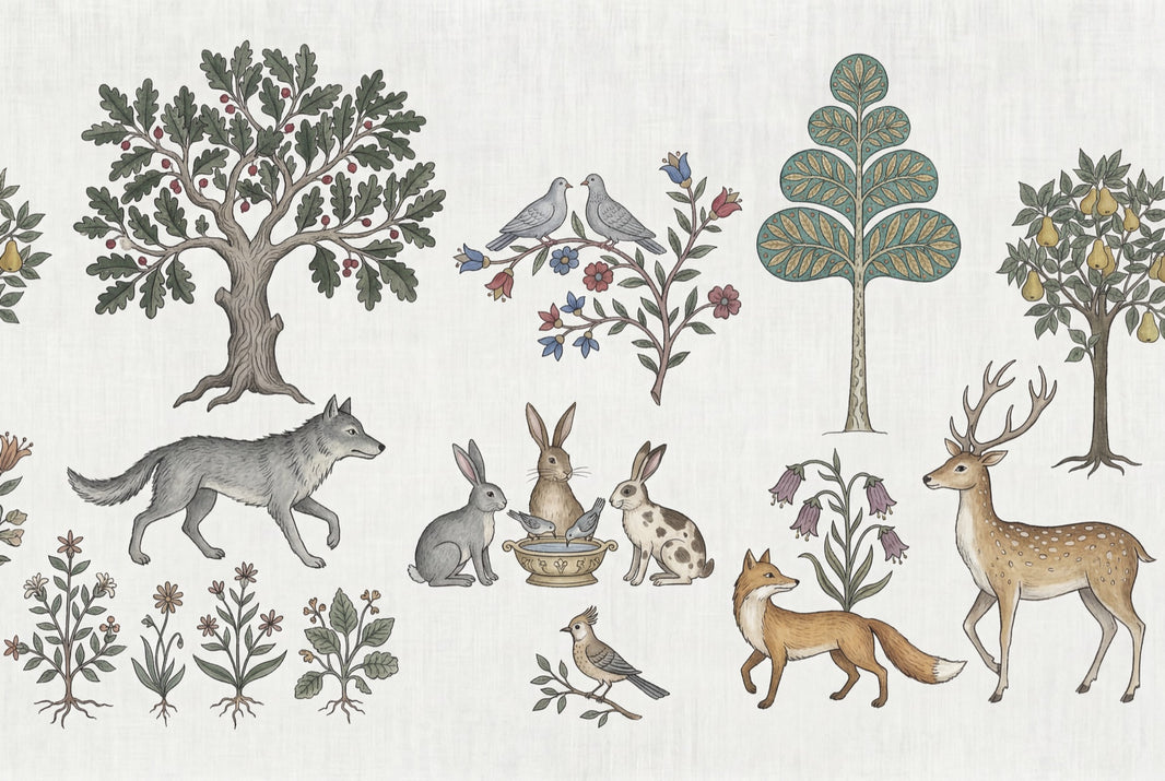 Woodland Wallpaper Toile Forest Animals Wall Mural pattern artwork