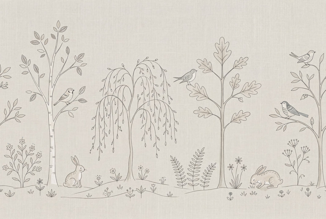 Woodland Wallpaper Forest Landscape Line Art Removable Wall Decor pattern artwork