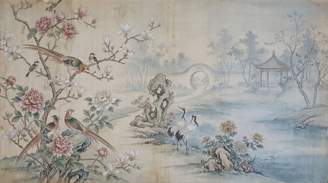 Chinoiserie Floral Wallpaper Birds Asian Wall Mural pattern artwork
