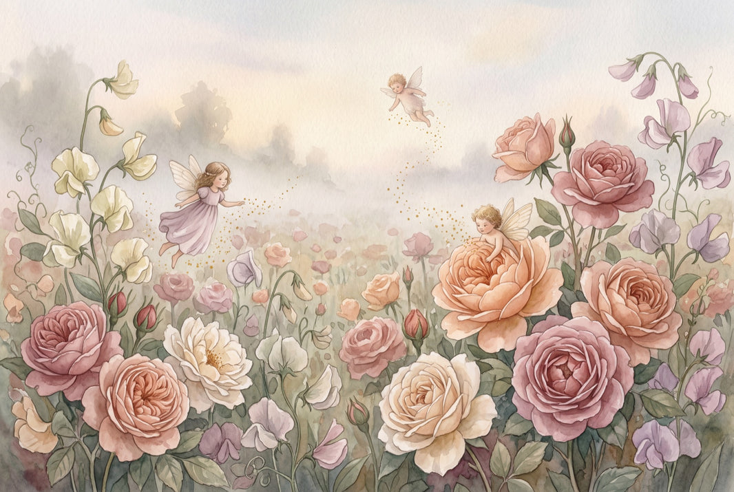 Muted Green Wallpaper Rose Garden Removable Fairy Wall Decor pattern artwork