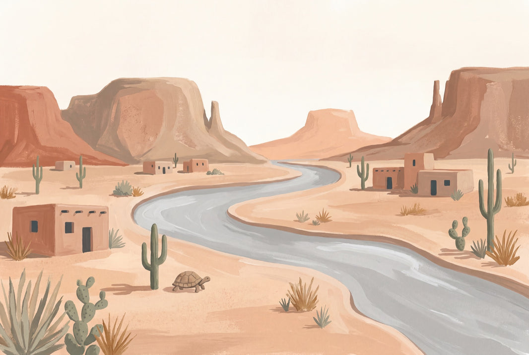 Desert Landscape Wallpaper Southwestern Removable Mesas And Buttes Wall Decor pattern artwork
