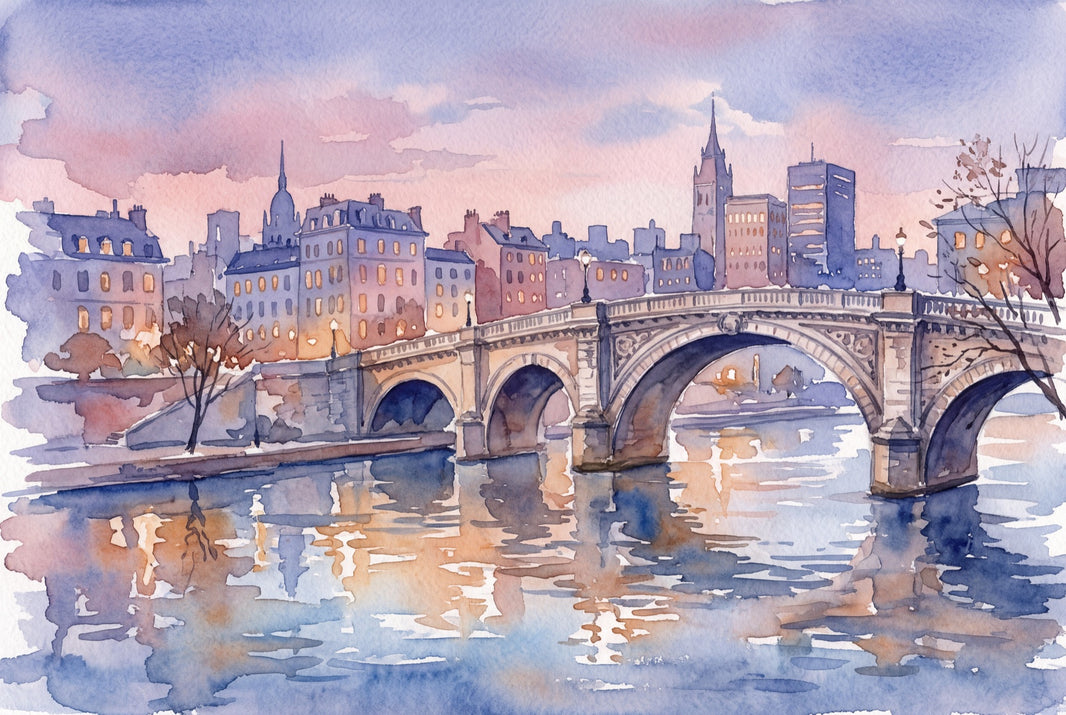 Stone Arch Bridge Wallpaper Cityscape River Reflections Wall Mural pattern artwork
