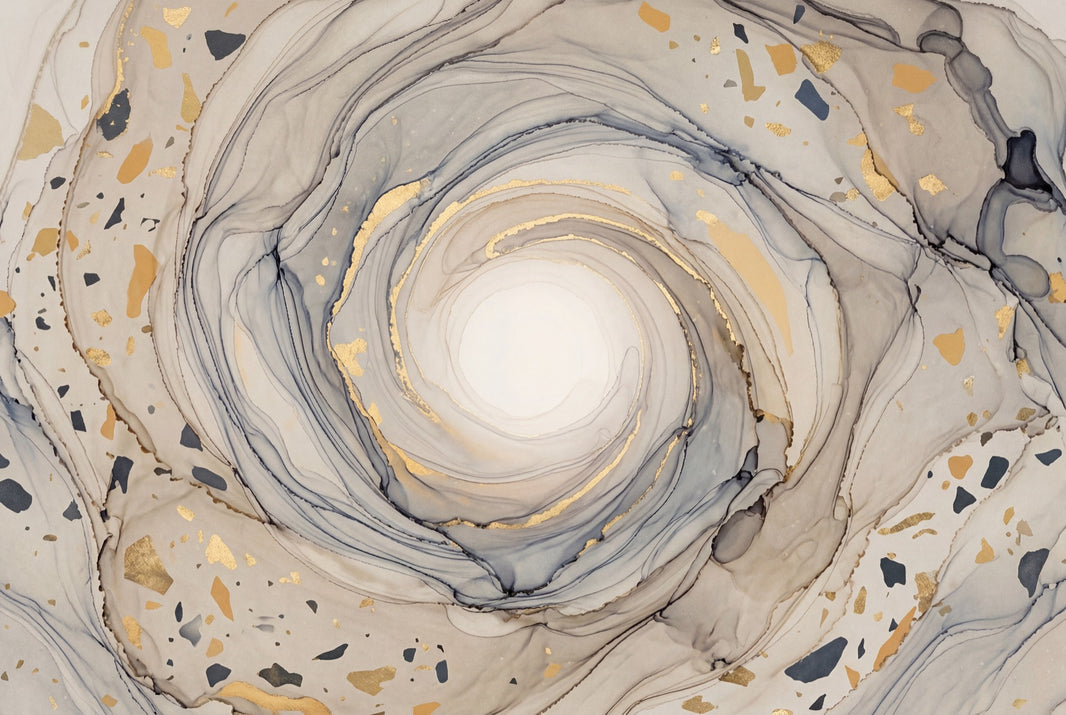 Abstract Marble Swirl Wallpaper Geode Inspired Removable Gold Foil Flecks Wall Decor pattern artwork