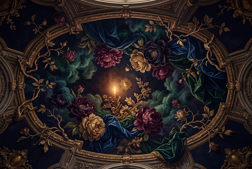 Baroque Floral Wallpaper Rococo Removable Gilded Wall Decor pattern artwork