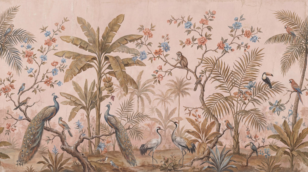 Tropical Birds Wallpaper Vintage Floral Wall Mural pattern artwork