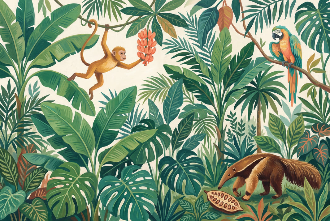 Jungle Vibe Wallpaper Shades Of Green Removable Jungle Vibe Wall Decor pattern artwork