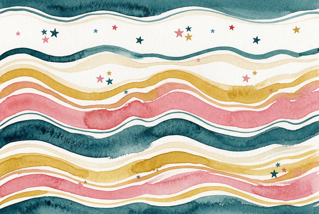Watercolor Texture Wallpaper Painted Waves Starry Stripes Wall Mural pattern artwork