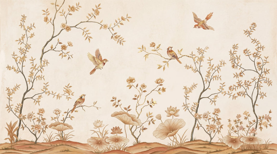 Chinoiserie Wallpaper Floral Branches Removable Birds Wall Decor pattern artwork