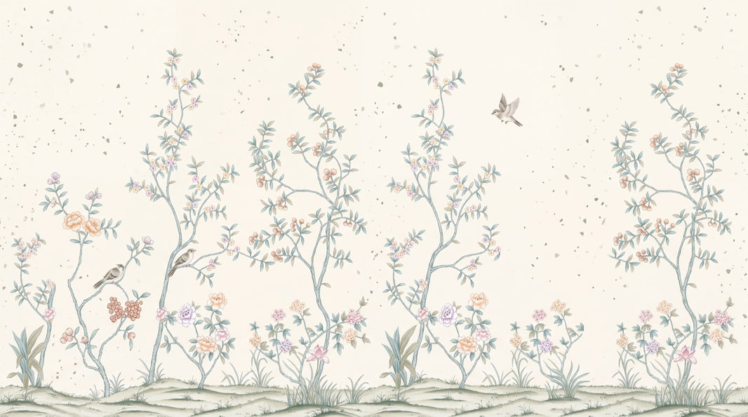 Chinoiserie Wallpaper Floral Branches Removable Pastel Blossoms Wall Decor pattern artwork