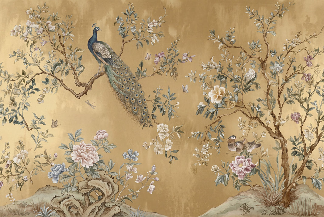 Muted Green Wallpaper Chinoiserie Vintage Removable Wall Decor pattern artwork
