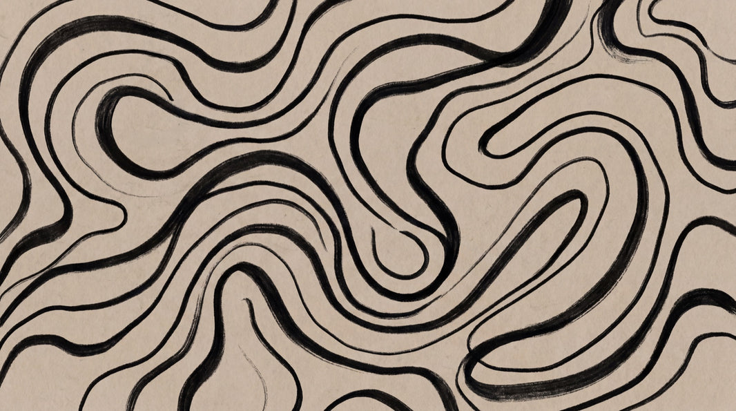 Abstract Wallpaper Wavy Black Lines Wall Mural pattern artwork