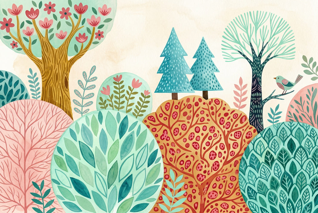Whimsical Forest Wallpaper Paper Texture Whimsical Forest Wall Mural pattern artwork