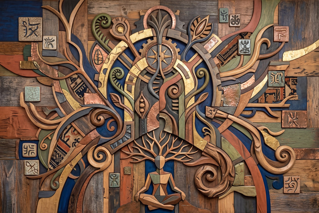 Meditating Figure Wallpaper Abstract Removable Geometric Wall Decor pattern artwork