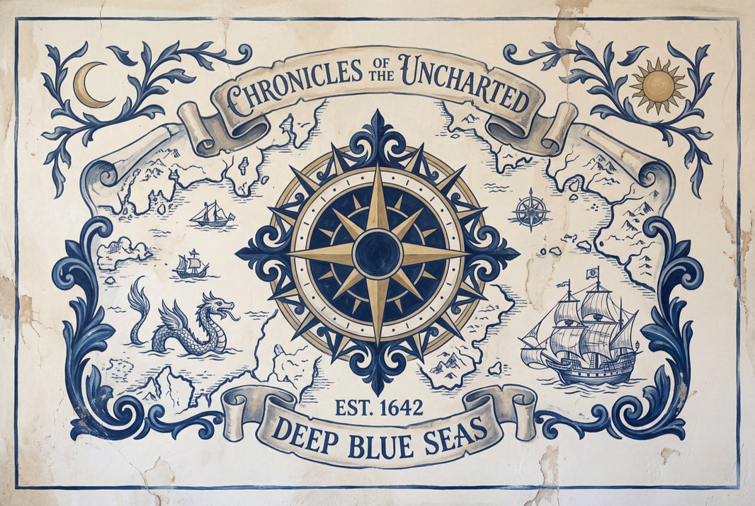 Vintage Nautical Map Wallpaper Compass Rose Sailing Ships Removable Wall Decor pattern artwork