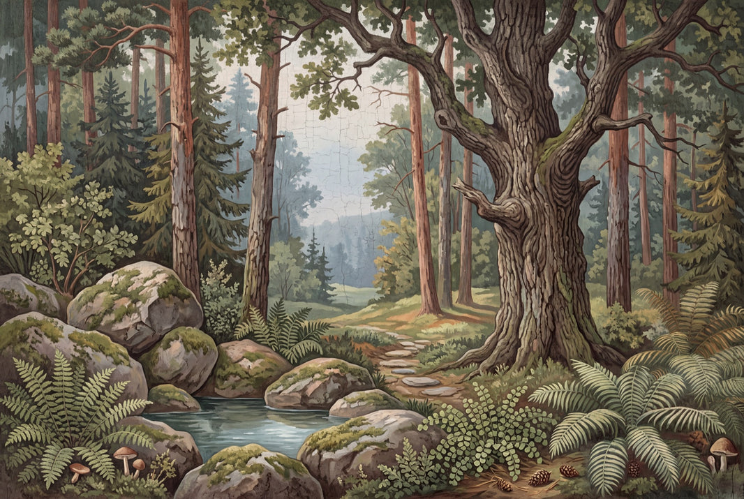 Forest Landscape Wallpaper Woodland Mural Tall Pine Trees Wall Mural pattern artwork